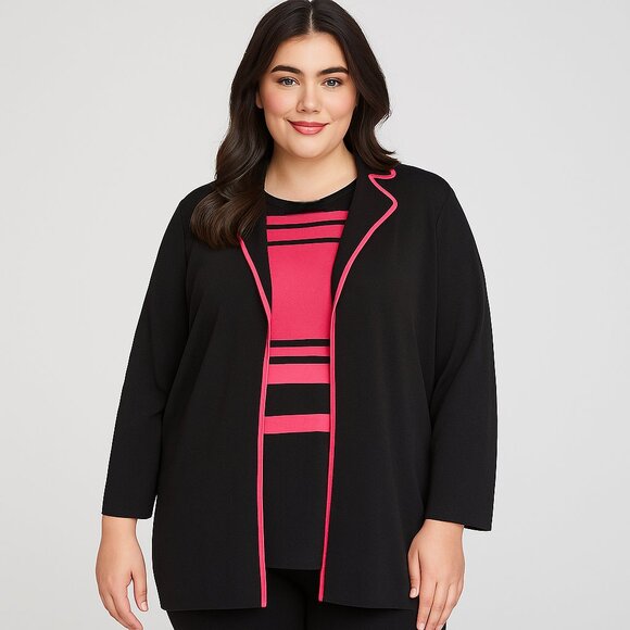 Misook Sweaters - Misook Black & Pink Cardigan + Tank Set – Size XL – Excellent Condition